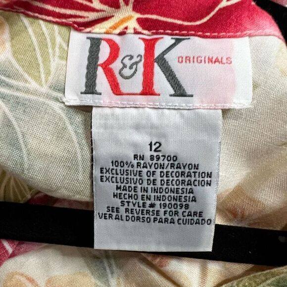 R&K Tropical Floral Sequin Detail Sleeveless Pullover Dress‎ 100% Rayon Sz 12 - Picture 3 of 6